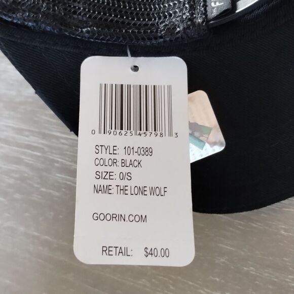 Goorin Bros Lone Wolf Black Cap OS‎ Nwt - Picture 5 of 5